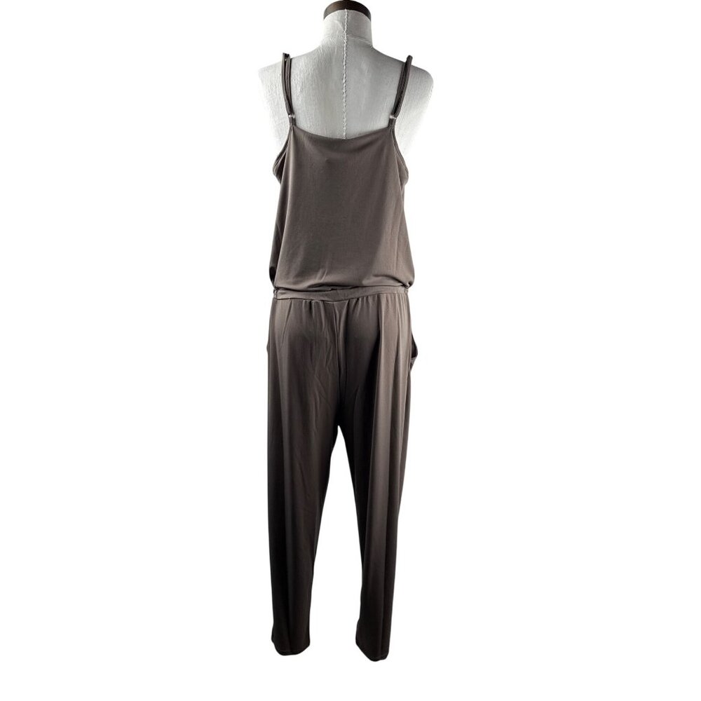 Lanston Women's Cowl Cami jumpsuit Pull On Drawstring Taupe 1912PH Size L - Picture 3 of 7